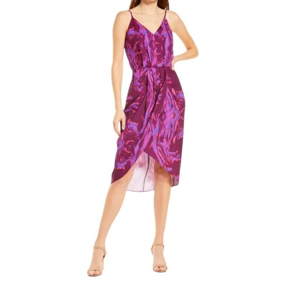 Tulip Faux Wrap Sleeveless Dress women's sz M in Violet Ultra Oil ♥… - Picture 1 of 10